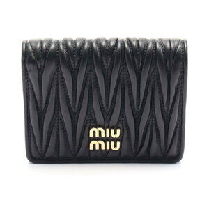 Miu Miu Matelasse Bi fold Wallet Leather Black
